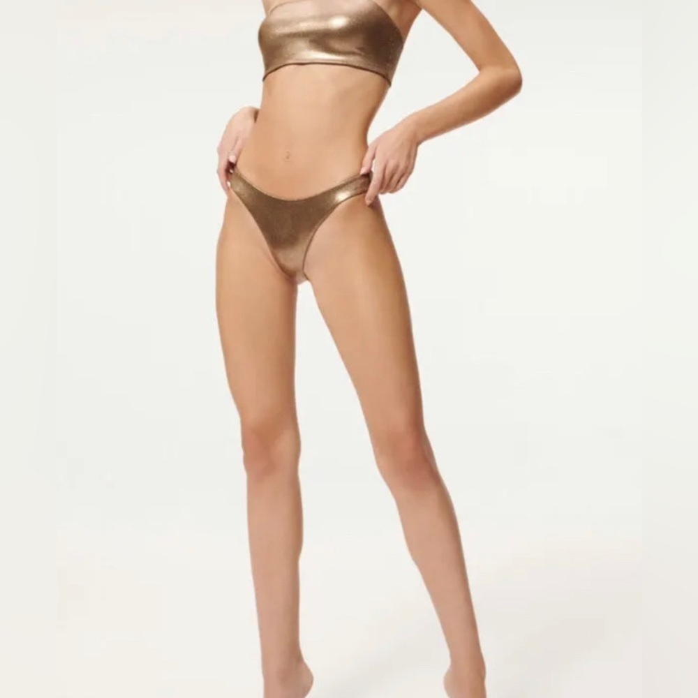 NWOT Good American Better Bikini Bottom Mocha Foil Size 4